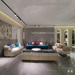 Creamy White & Teal Gradient Velvet Sofa Set with Monogram Jacquard Craftsmanship, Roller Armrests & Gold Stainless Steel Accents